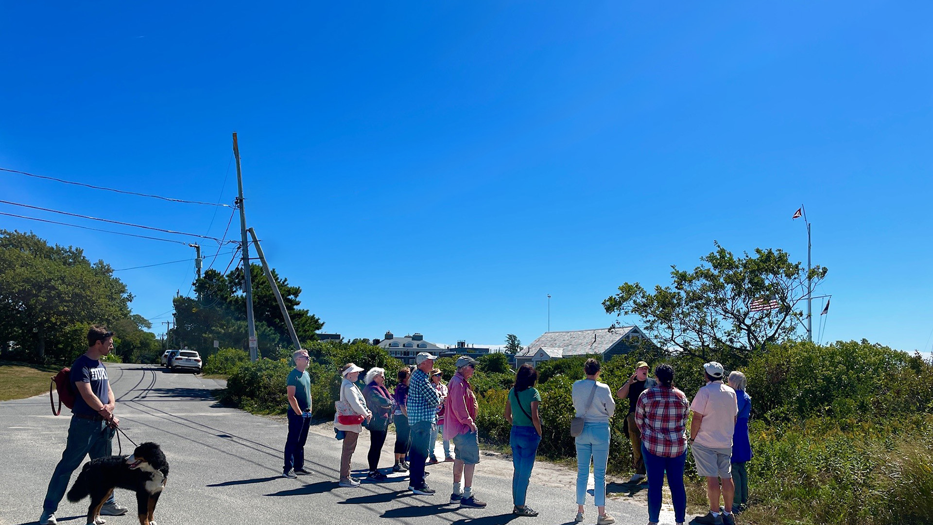 RWH staff lead visitors from the Barnstable Land Trust along the RWH Climate Walking Trail